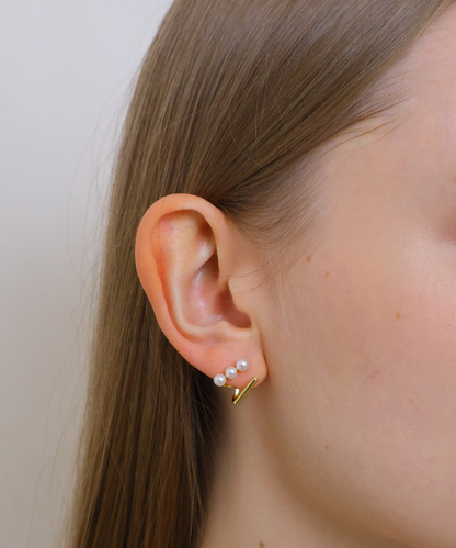 上品パール×バーライン ピアス