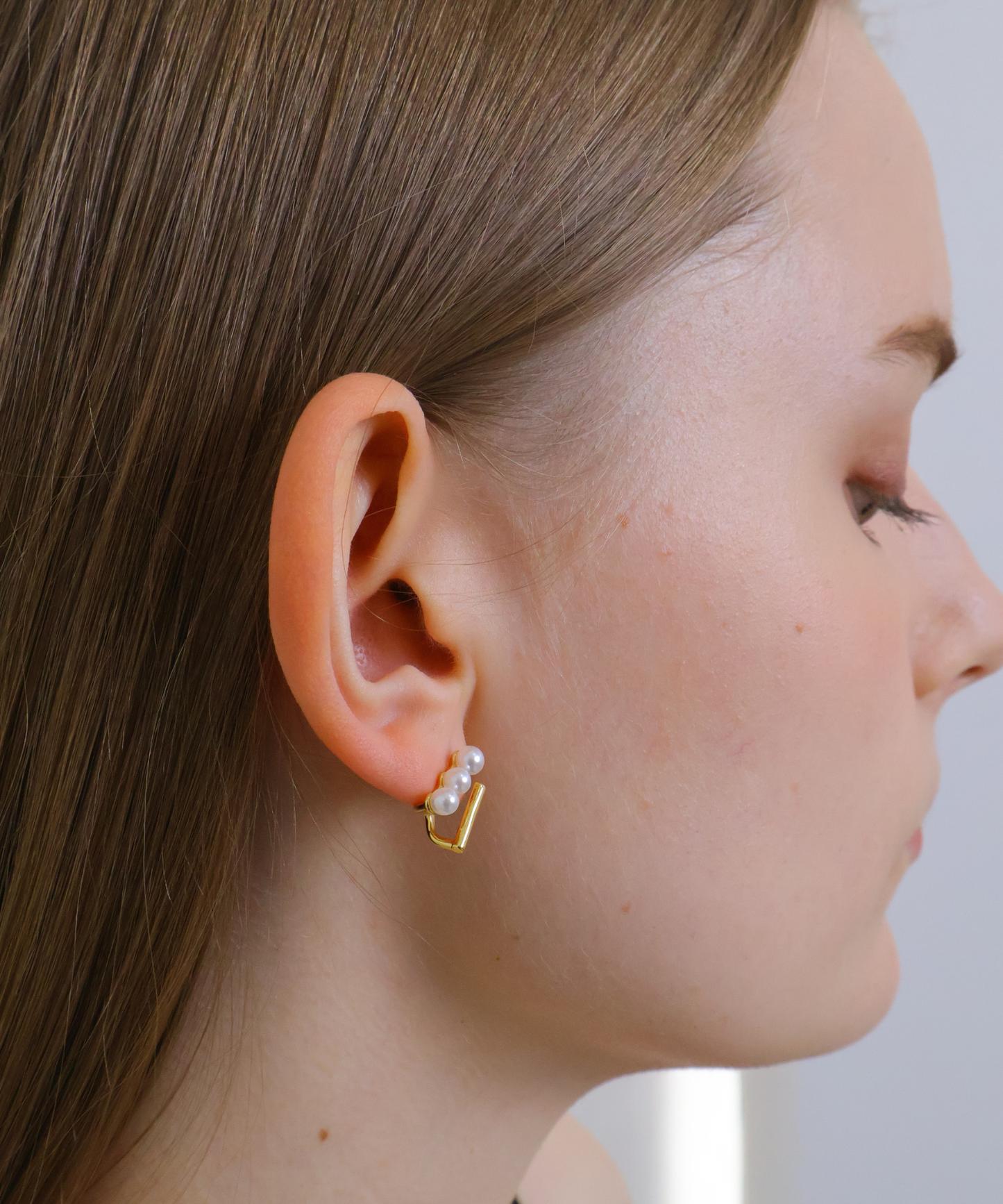 上品パール×バーライン ピアス