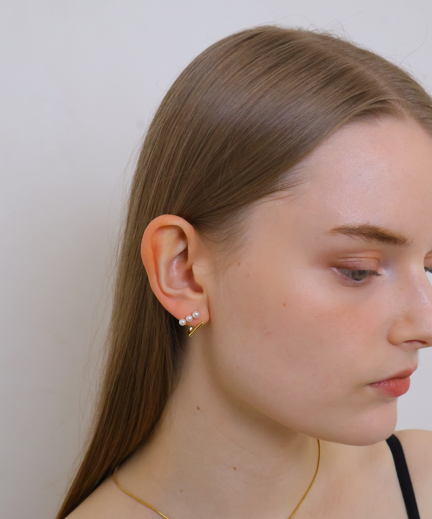 上品パール×バーライン ピアス