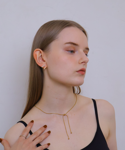 上品パール×バーライン ピアス