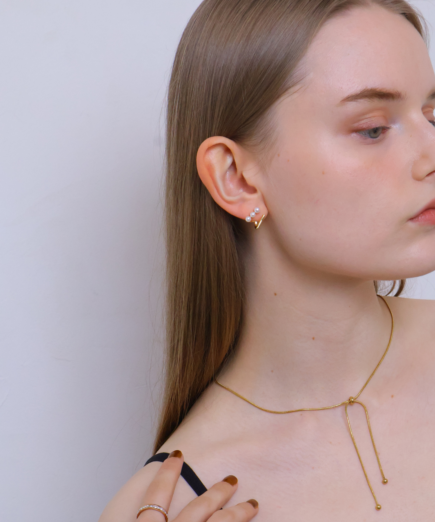 上品パール×バーライン ピアス