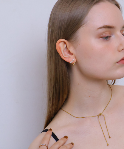 上品パール×バーライン ピアス