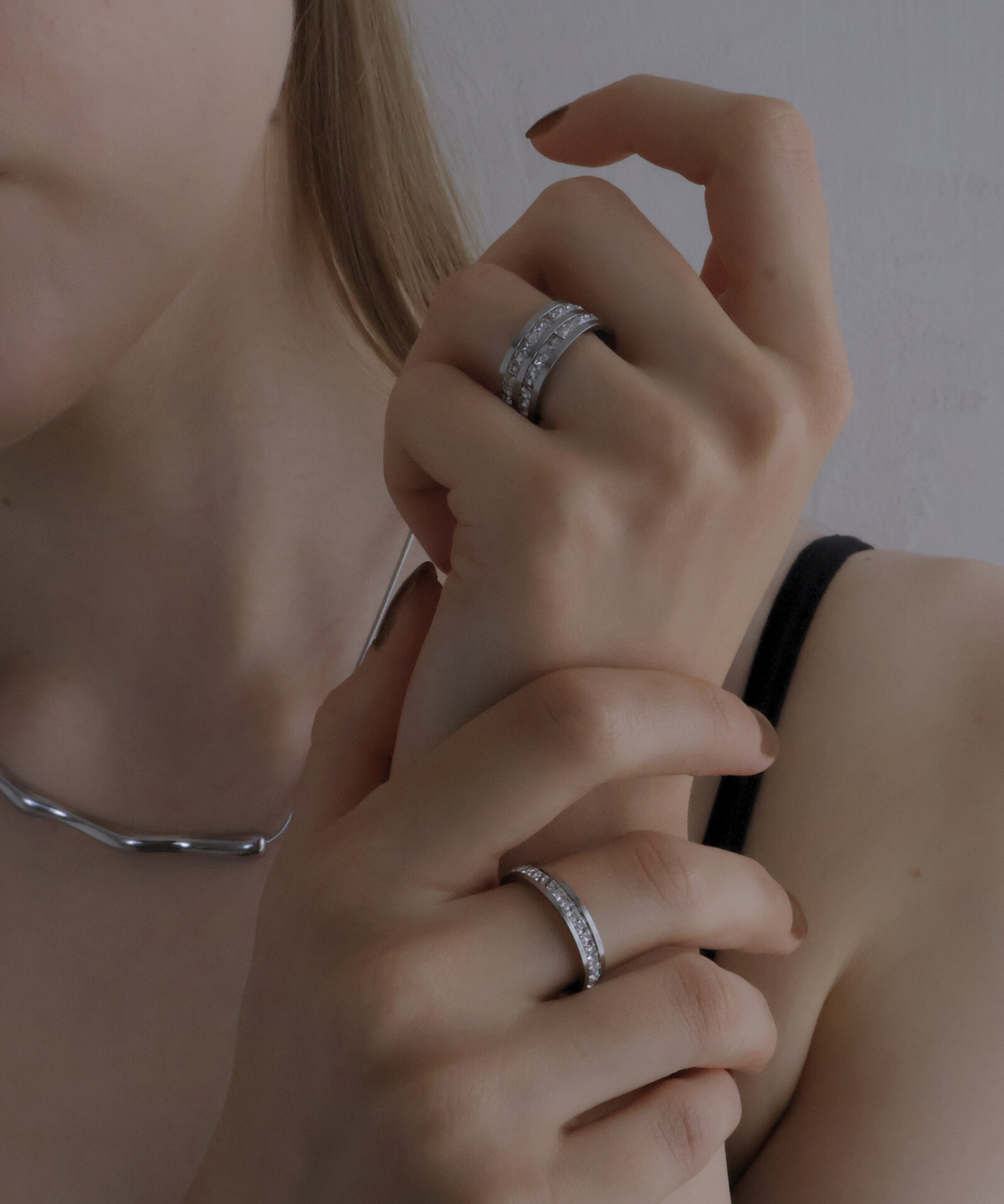 double line stone ring