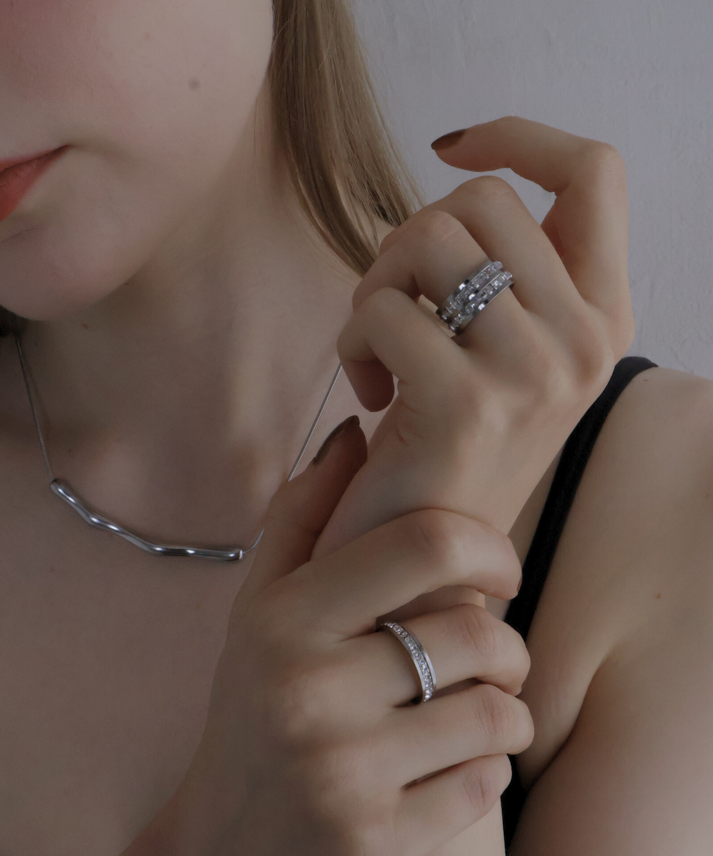 double line stone ring