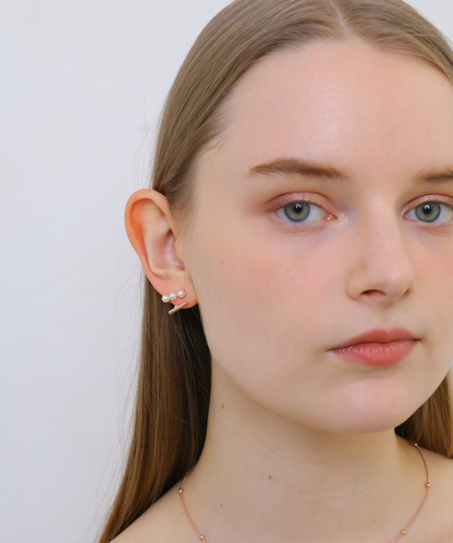 上品パール×バーライン ピアス