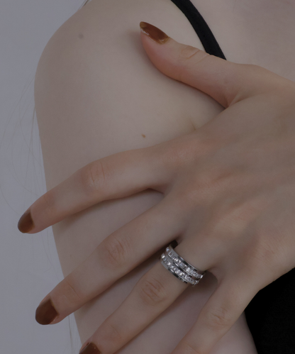 double line stone ring