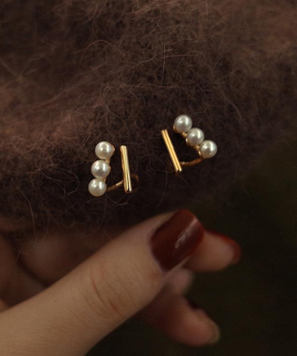 上品パール×バーライン ピアス