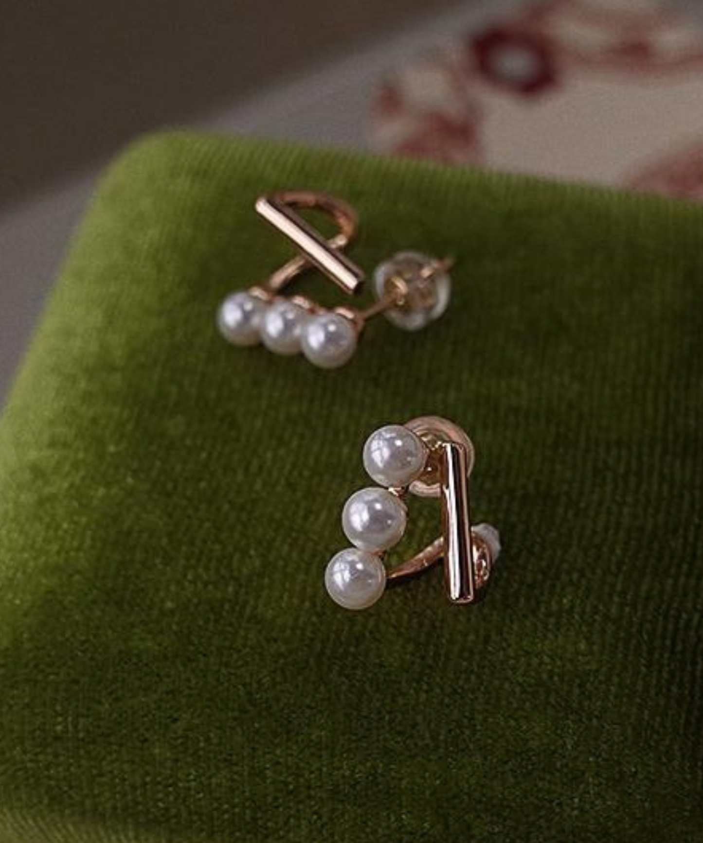 上品パール×バーライン ピアス
