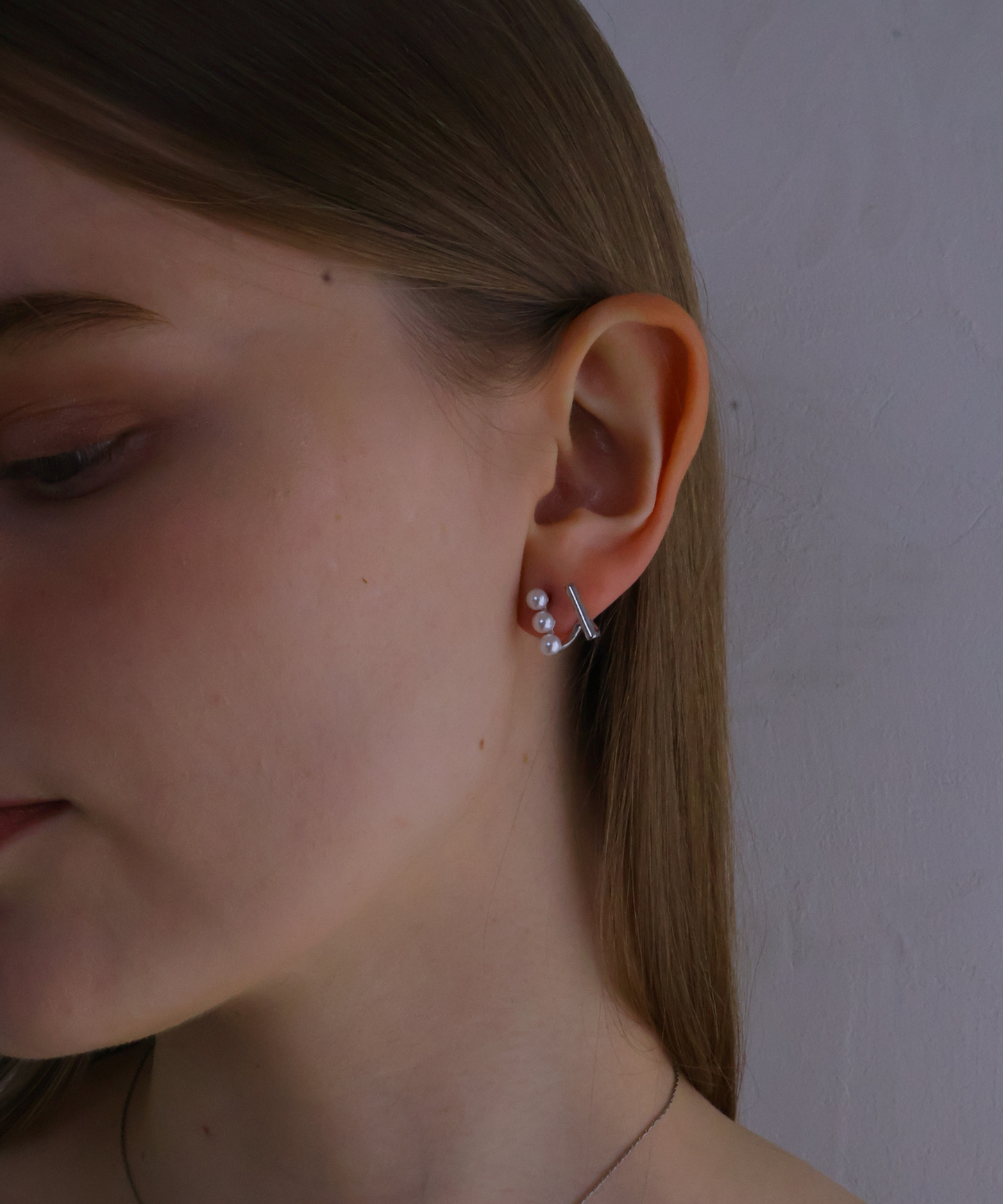 上品パール×バーライン ピアス