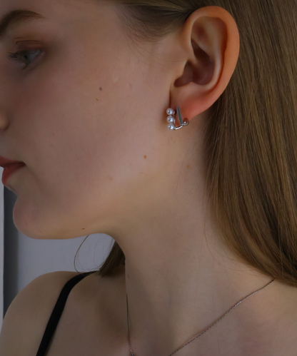 上品パール×バーライン ピアス